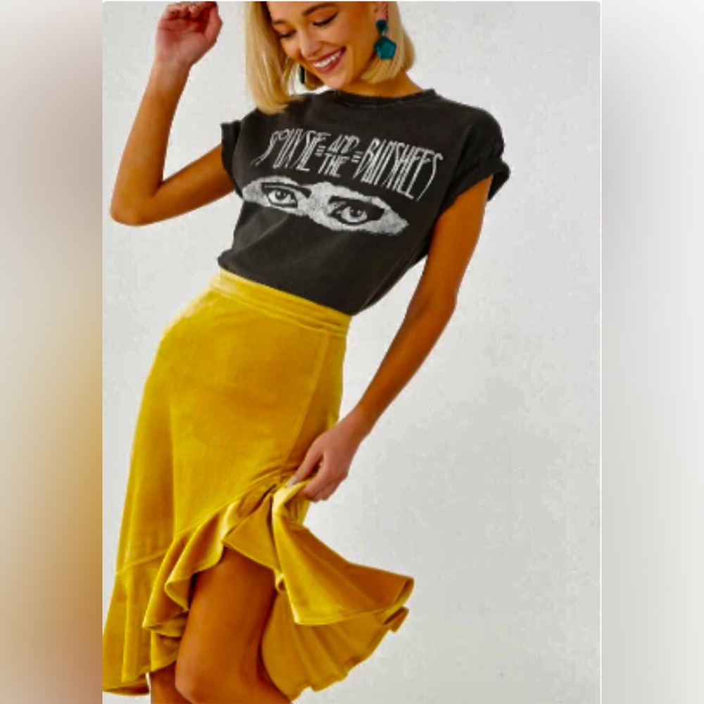 Forever 21 Velour Ruffled Midi Skirt